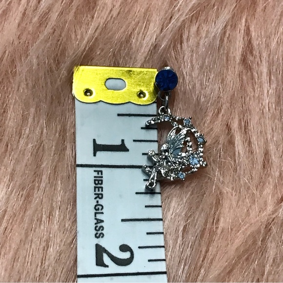 Fairy Sitting on the Moon Blue Stud Earrings - Picture 4 of 4